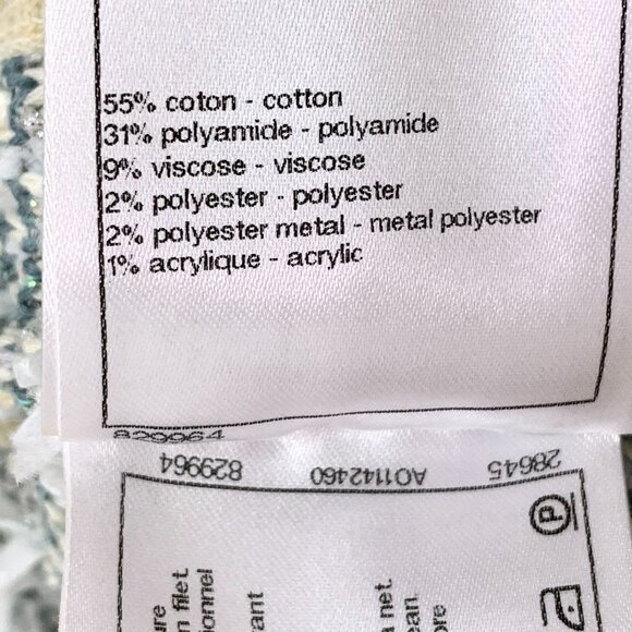 Chanel Light Blue Cotton Fringed Floral Patchwork Tweed Skirt Size 34 XXS Made I - Picture 6 of 7